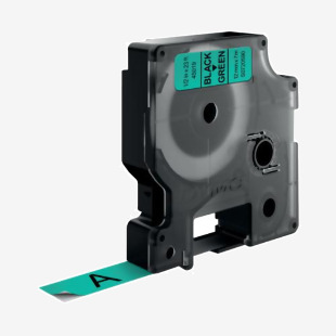 Dymo 45019 D1 LabelMaker Tape 12mm x 7m Black on Green S0720590 ES45019