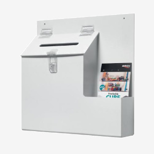Deflecto Lockable BallotSuggestion Box White DE79803 DF79803
