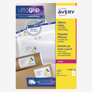 Avery Ultragrip Laser Labels 199.6x143.5mm Wht (Pack of 500) L7168-250 AVL7168E