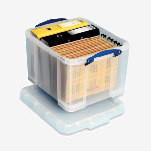 Really Useful 35L Plastic Storage Box With Lid W480xD390xH310mm Clear 35C RUP80130