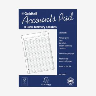 Exacompta Guildhall Account Pad 8-Column Summary A4 1589 GHGP8S