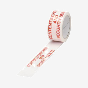 Polypropylene Tape Printed Contents Checked 50mmx66m (Pack of 6)White Red PPPS-SECURITY MA19368