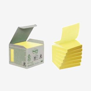 Post-It Recycled Z-Notes 76x76mm Canary Yellow Pack of 6 R330-1B 3M27405