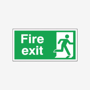 Safety Sign Fire Exit Running Man Right 150x300mm Self-Adhesive E98AS SR71188