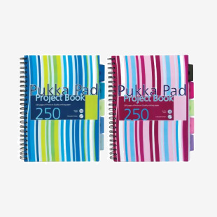 Pukka Pad Stripes Polypropylene Project Book 250 Pages A4 BluePink (3 Pack) PROBA4 PP00261
