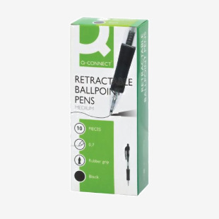 Q-Connect Retractable Ballpoint Pen Medium Black (Pack of 10) KF00267 KF00267