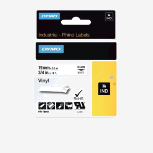 Dymo 18445 Rhino Label Printer Tape 19mmx5.5m Black on White S0718620 ES18906