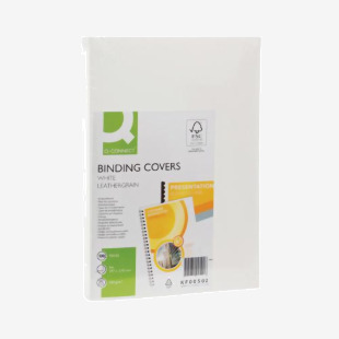 Q-Connect A4 White Leathergrain Comb Binder Cover (Pack of 100) KF00502 KF00502