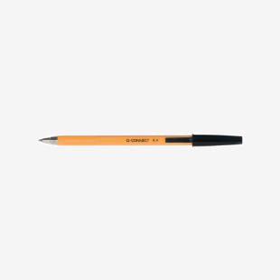 In this picture, you can see a pack of 20 Q-Connect Ballpoint Pens in fine black. The pens have a classic, sleek design and each one has a comfortable grip. The tips are fine and perfect for precise writing. The black ink is smooth and produces clean lines.