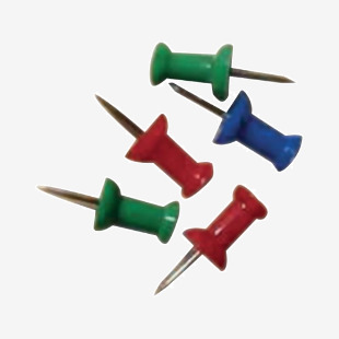 This picture features a group of unbranded drawing pins, also known as push pins, in a variety of assorted colors. The pack includes 20 pins, adding a pop of color to any bulletin board or art project.