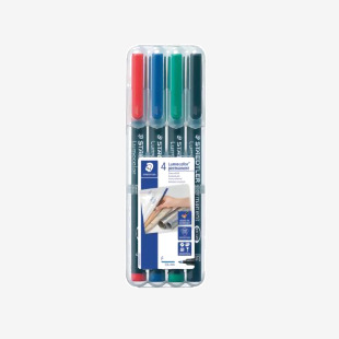 Staedtler Lumocolour Pen Permanent Fine Assorted (Pack of 4) 318-WP4 ST31080