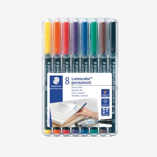 Staedtler Lumocolour Pen Permanent Fine Assorted (Pack of 8) 318-WP8 ST32369
