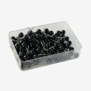Map Pins Black 4.5mm Spherical Plastic Heads Pack of 100 WS26890 WS26890