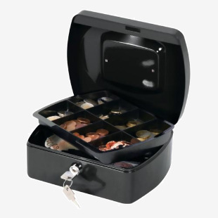 Q-Connect Cash Box 8 Inch Black KF02602 KF02602