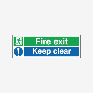 Safety Sign Fire Exit Keep Clear 150x450mm Self-Adhesive EC08SS SR71733