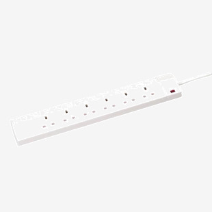 CED 6-Gang Extension Lead 2m White CEDTS6213M HID43097