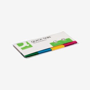 Q-Connect Quick Tabs 25x45mm 40 Tabs 4 Pads ClearAssorted (Pack of 160) KF01225 KF01225