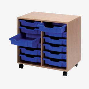 Jemini Mobile Storage Unit 12 Tray 710x495x650mm Beech KF72339 KF72339