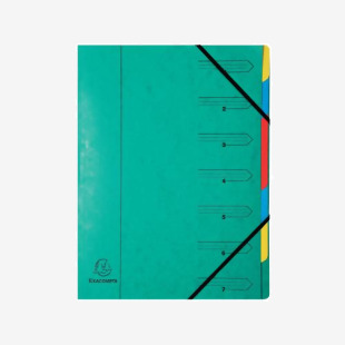Exacompta Europa 7-Part Organiser 400gsm Pressboard A4 Green 5220Z GH05220