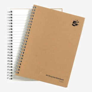 5 Star Eco Notebook Wirebound 80gsm Ruled Recycled 160pp A5 Buff (Pack of 5) FS930287