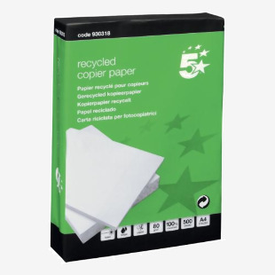 5 Star Eco Copier Paper Recycled 80gsm A4 White Ream-Wrapped (Pack of 5) FS930318