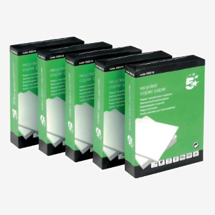 5 Star Eco Copier Paper Recycled 80gsm A4 White Ream-Wrapped (Pack of 5) FS930318
