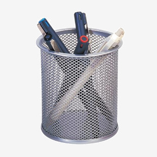 Q-Connect Mesh Pen Pot Silver KF00846 KF00846