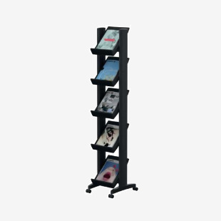 Fast Paper 5 Shelf Mobile Literature Display Narrow Black F259N01 MF88063