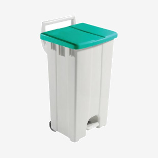 Grey 90 Litre Plastic Pedal Bin with Green Lid 357005 SBY16302