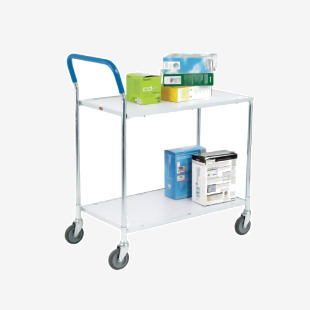 Metallic Grey and White Zinc Plated 2 Tier Service Trolley 375424 SBY21095