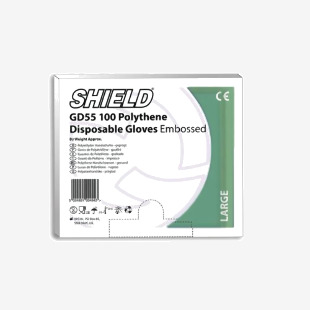 Shield Embossed Polythene Disposable Glove Clear Large Use with Dispensers (Pack of 100) GD55 - L HEA00496