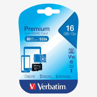 Verbatim MicroSDHC Class 10 16GB Memory Card 44010 VM44010