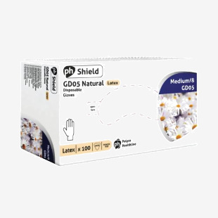 Shield Powder-Free Latex Gloves Medium Natural (100 Pack) GD05 HEA00398