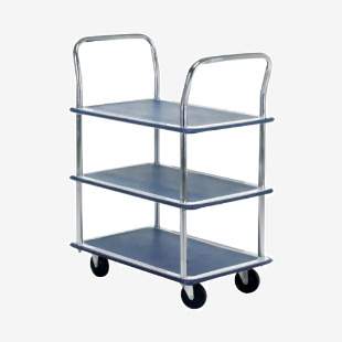 Barton Silver and Blue 3 Shelf Trolley with Chrome Handles PST3 MJ32118