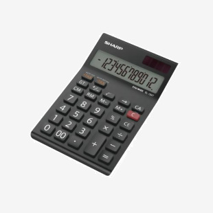 Sharp Black EL-124AT Desktop Calculator (Four key memory stores numbers) EL124ATWH SH79378