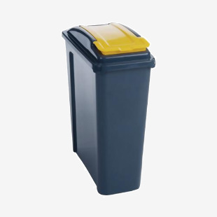 VFM Recycling Bin with Lid 25 Litre Yellow 190x400x510mm 384283 SBY28518
