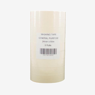 General Purpose 25mmx50m White Masking Tape (Pack of 9) 07517 WX04295