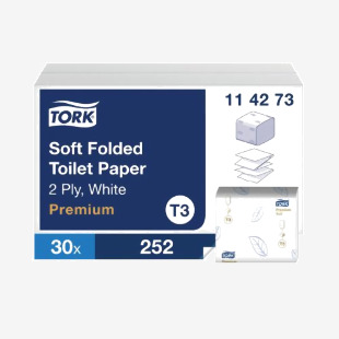 Tork T3 Folded Toilet Tissue 2-Ply 252 Sheets (Pack of 30) 114273 SCA14273