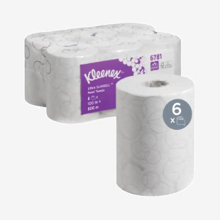 Kleenex Slimroll Paper Hand Towel Roll 2-Ply 100m White Pack of 6 6781 KC05069