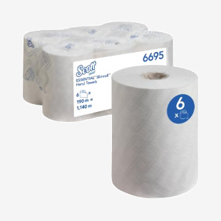 Scott Slimroll Paper Hand Towel Roll 1-Ply 190m White Pack of 6 6695 KC05085