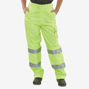 Beeswift Ladies Polycotton High Visibility Trousers Saturn Yellow 32 LPCTENSY32 BSW21934