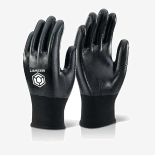 Beeswift Nitrile Fully Coated Polyester Gloves Black L NDGFCBLL BSW17016