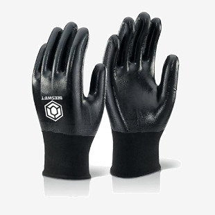 Beeswift Nitrile Fully Coated Polyester Gloves Black XL NDGFCBLXL BSW17019