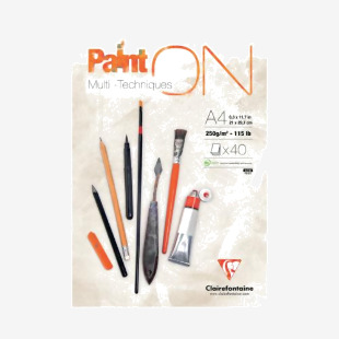 Clairefontaine Paint On Pad 250gsm Paper 40 Sheets A4 96537C GH00815