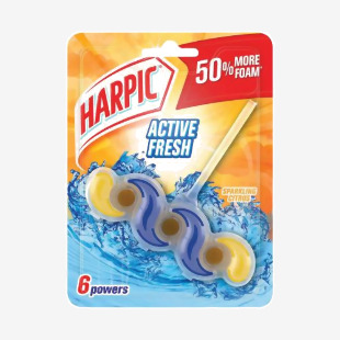 Harpic Active Fresh Toilet Rim Block 6 Powers Sparkling Citrus 35g 3119589SINGLE RK16120