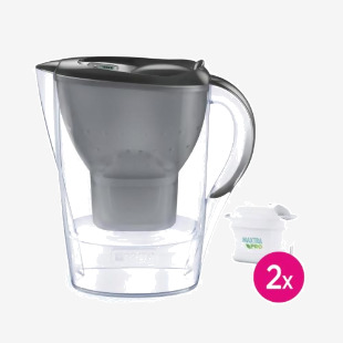 Brita Marella Water Filter Jug 2.4L Cool Graphite + 2 Cartridges 1051134 PIK12439