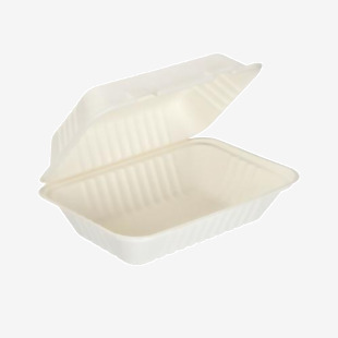Edenware Go-Pak Bagasse Clamshell Meal Box Large 9x6 Inch White (Pack of 250) D06003 GPK60412