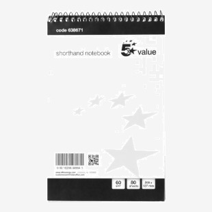 5 Star Spiral Shorthand Notebook Ruled 60gsm 160 Page 127x200mm BlackWhite (Pack of 10) 638671 FS638671