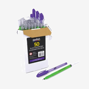 Swash Handwriting Pens Black + 5 FOC Swash Handwriting Pens Purple (Pack of 50) THW50BK EG63476