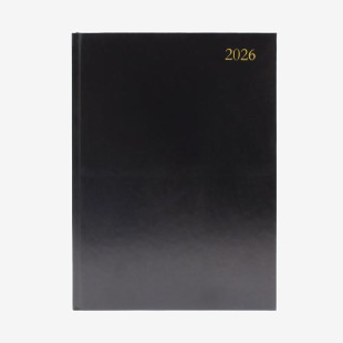 Q-Connect 5 Star Desk Diary 2 Day Per Page A4 Black 2026 KFA42BK26 KFA42BK26